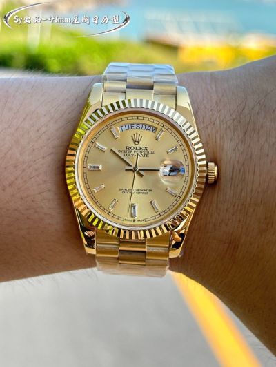 ROLEX Day-date 904L Steel 2836 Automatic Movement 41mm 36mm Gold Watch